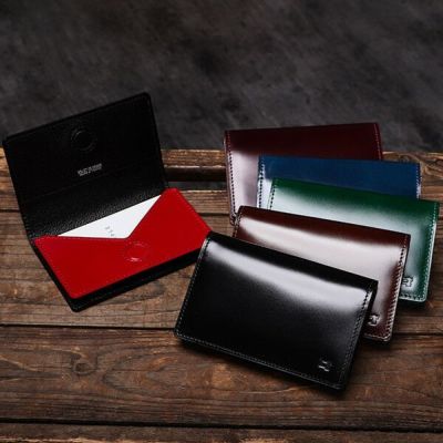 コードバン 名刺入れ(レーデルオガワ/オイル仕上げ/コーヒーブラウン) レディオアオーダー 名刺入れ 名刺ケース 大容量 コードバン go-en50 レーデルオガワ GLAMOROUS レッド×ブラック