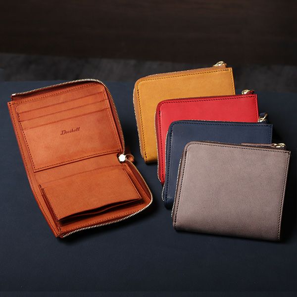 DECi / デシ Outside sewing L-shaped zipper compact wallet  