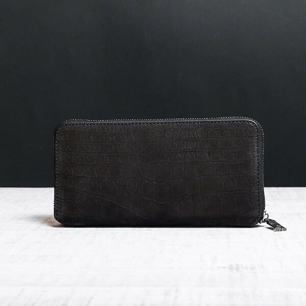 H05116 未使用品 vermilion クロコダイル ラウンド ウォレット ヴァーミリオン 阿波正藍染クロコ ロングウォレットM 長財布 vermilion